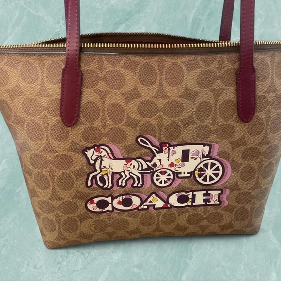 Coach Tan and Pink Tote Bag - Picture 1 of 3